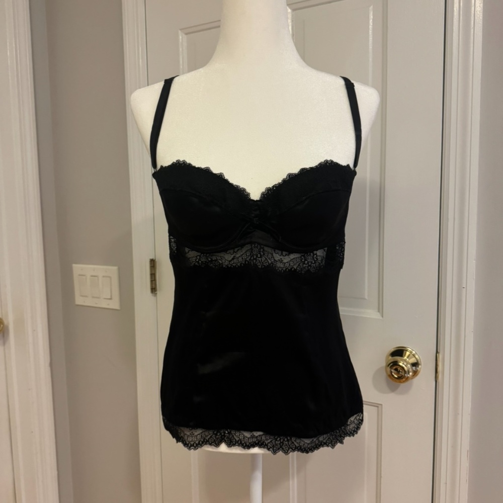 Dolce and Gabbana black bustier corset style top with lace details